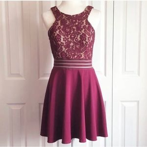Speechless Claret Lace Fit & Flare Dress Juniors Size 5
